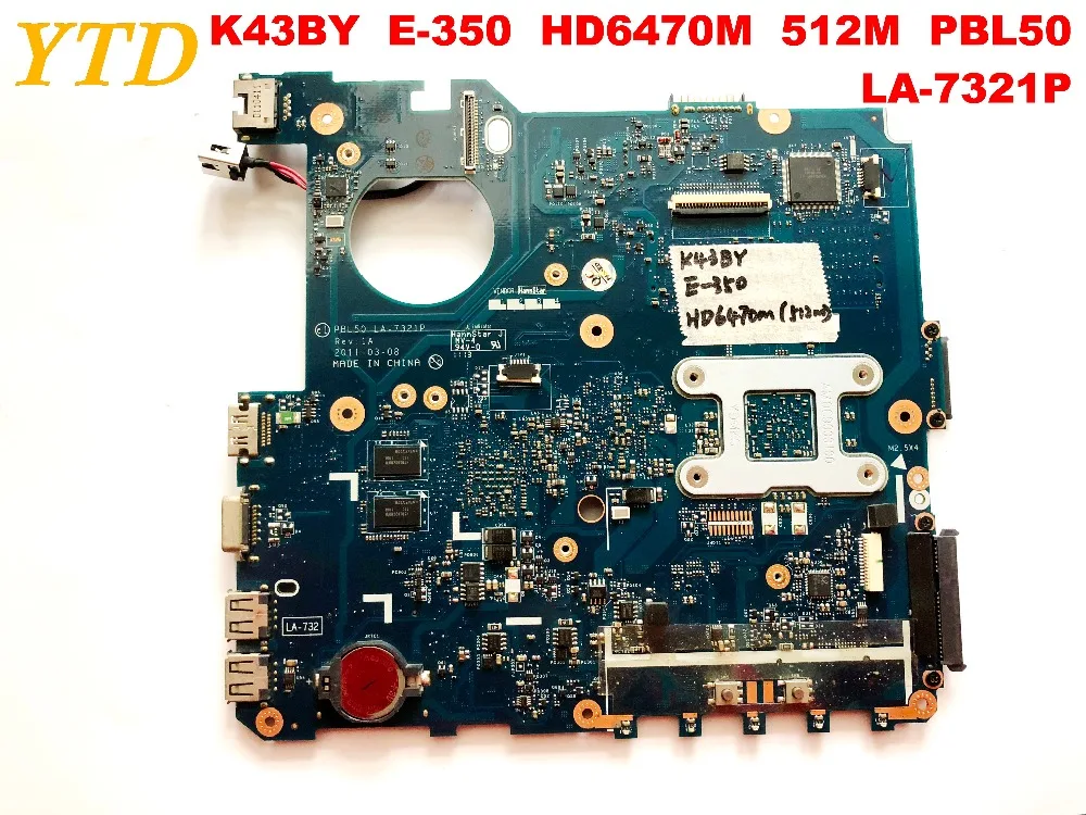 Оригинальный дизайн для ASUS K43BR Материнская плата ноутбука K43BY E 350 HD6470M 512 М PBL50 LA 7321P