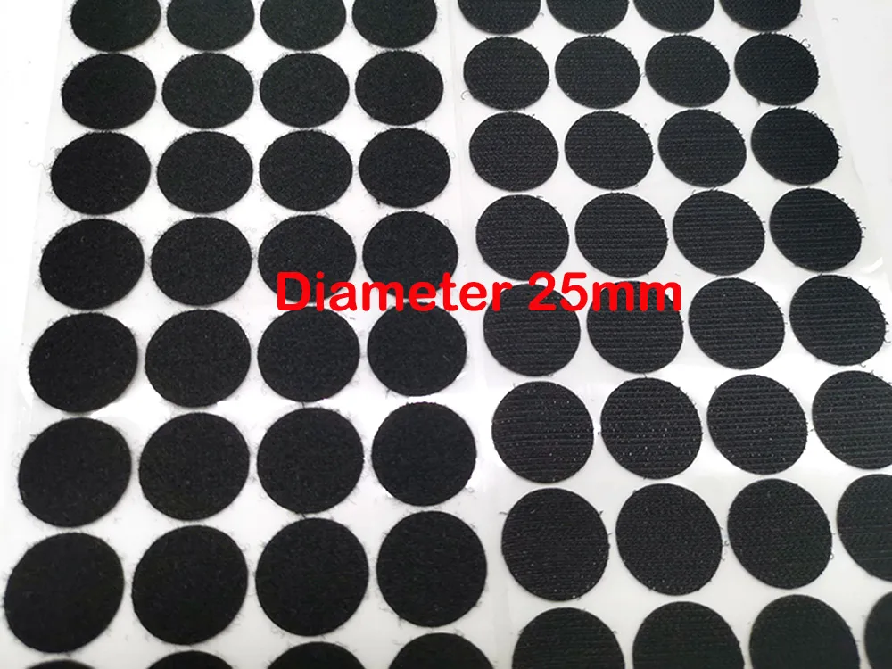 25mm black 50pair 50 пар/10/15/20/25/30 мм самоклеящаяся крепежная лента в горошек сильный клей на крючками и петлями Стикеры белый черный диск монеты магия - Цвет: 25mm black 50pair