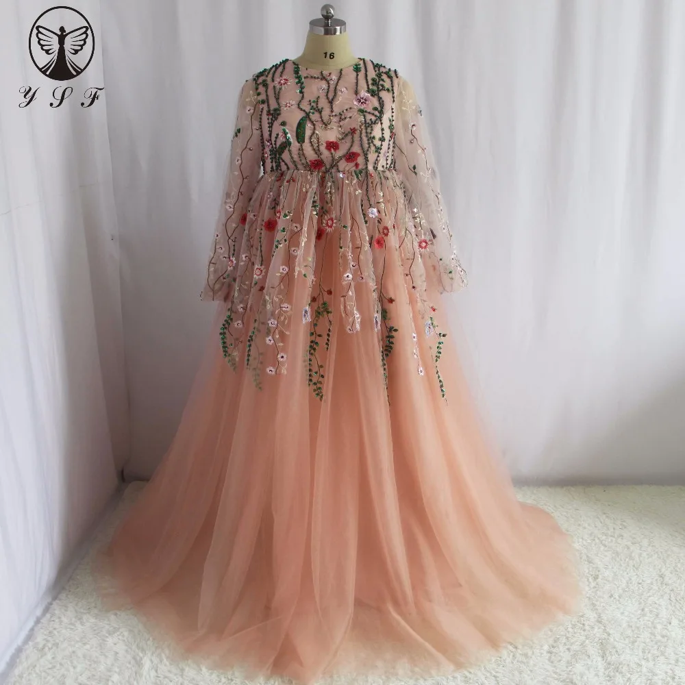 

Винтажные платья кораллового цвета с круглым вырезом и аппликацией из бисера и жемчуга, платья для выпускного вечера для беременных, 2018