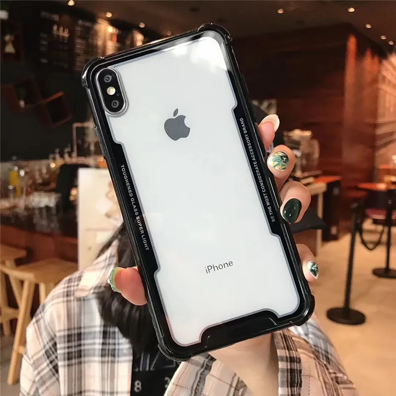 Модный чехол для iPhone XS Max XR X телефона из ТПУ с задней акриловой крышкой fundas 6 6S 7 8 plus