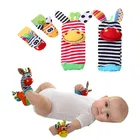 Детская игрушка для новорожденных детские погремушки игрушки носки с животными, ремешок на запястье с погремушкой, детские носочки, ремешок на запястье, Мультяшные развивающие игрушки