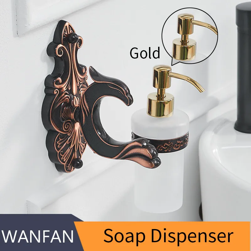 Gold Soap Dispenser Аксессуары для ванной черный Кисточки ED Для ванной чашки и стакан держатели Европа Туалет Кисточки держатель Полотенца бар Держатели бумаги ткань крюк wf-88800 - Цвет: Gold Soap Dispenser
