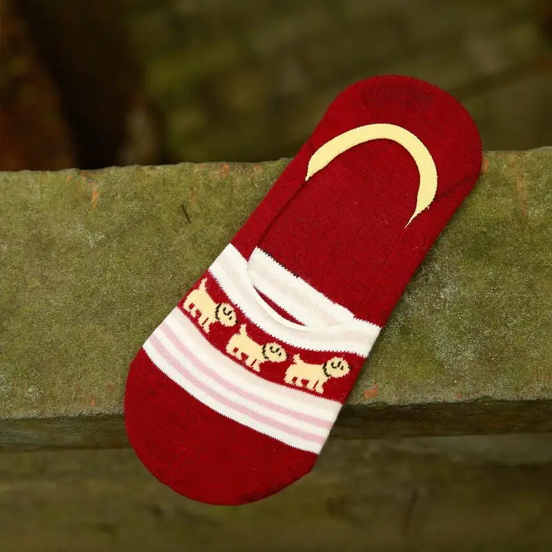 1pairs Summer Cartoon Cotton Dog Women Boat Socks Girls Invisible Ankle Puppy Woman Girl Boy Hosier Acrylic |