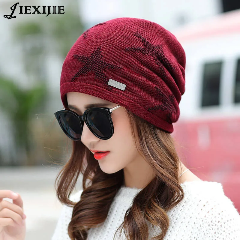 

NEW Sale Arrival Women Men Knit's Winter Warm Hat 5 colors Female Autumn Hats Elastic starfish Wool Cotton Gorro Casual Caps