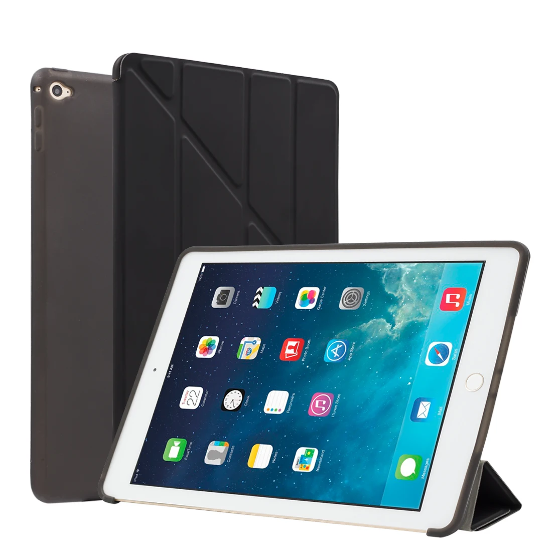 Для iPad Air 2 / Air 1 чехол, чехол для планшета Ультра тонкий тонкий кожаный PU+ силиконовый мягкий задний чехол для смарт-чехла для Apple iPad 5 6 автоматический спящий режим / пробуждение