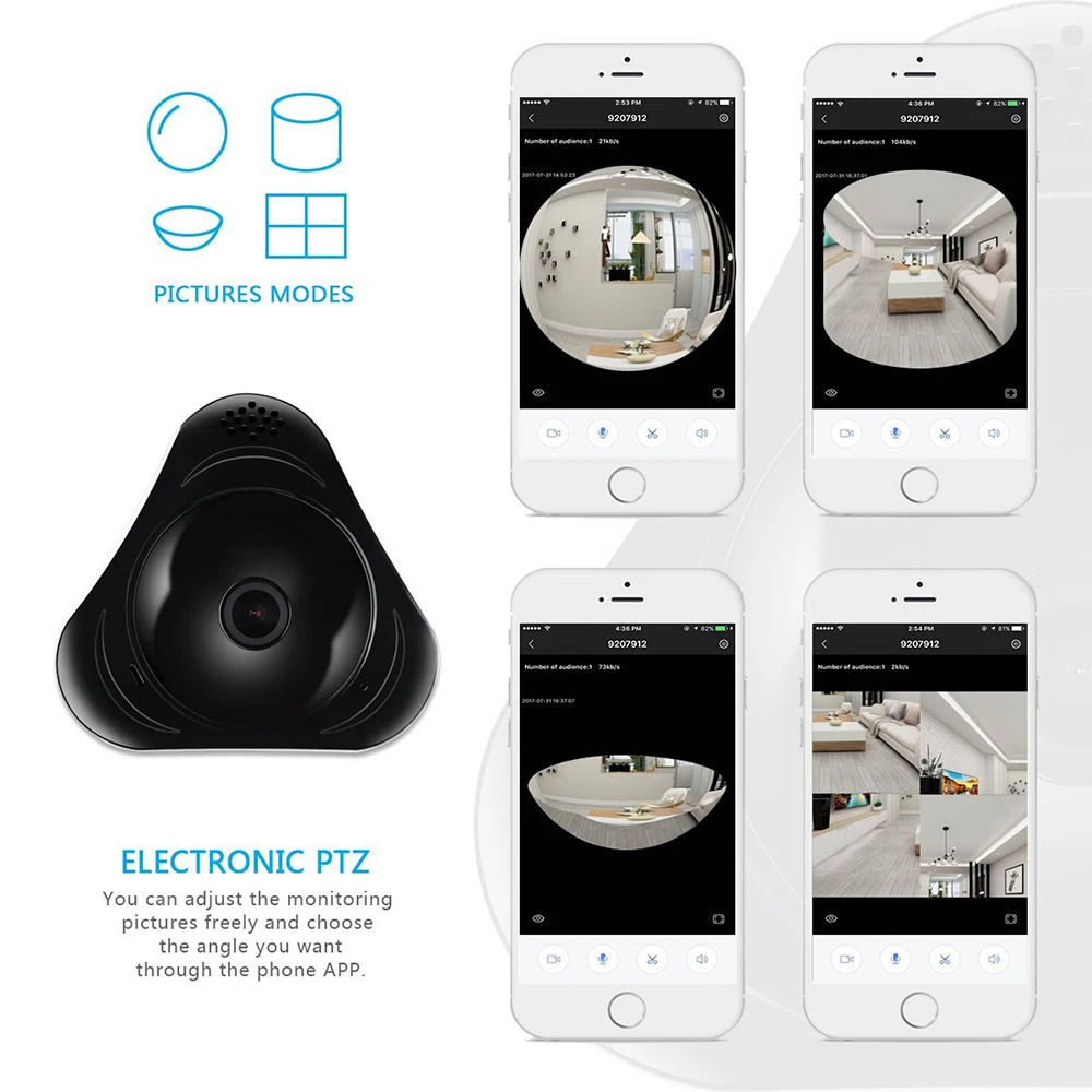 Камера Fisheye IP инфракрасная 360 градусов панорамная беспроводная HD ночное видение