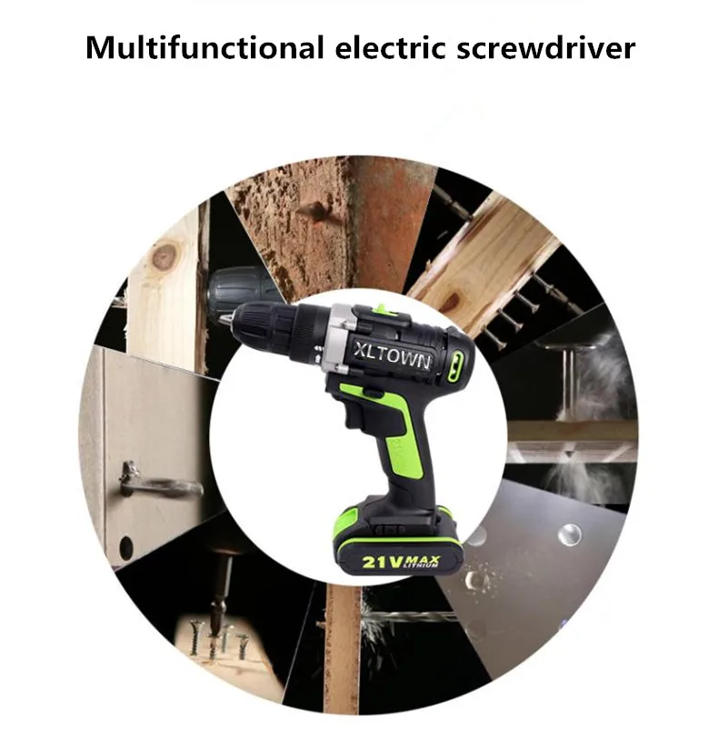 XLTOWNnew 21V 2000mA Electric Drill Large Capacity Lithium Battery Screwdriver Household Multifunction | Инструменты