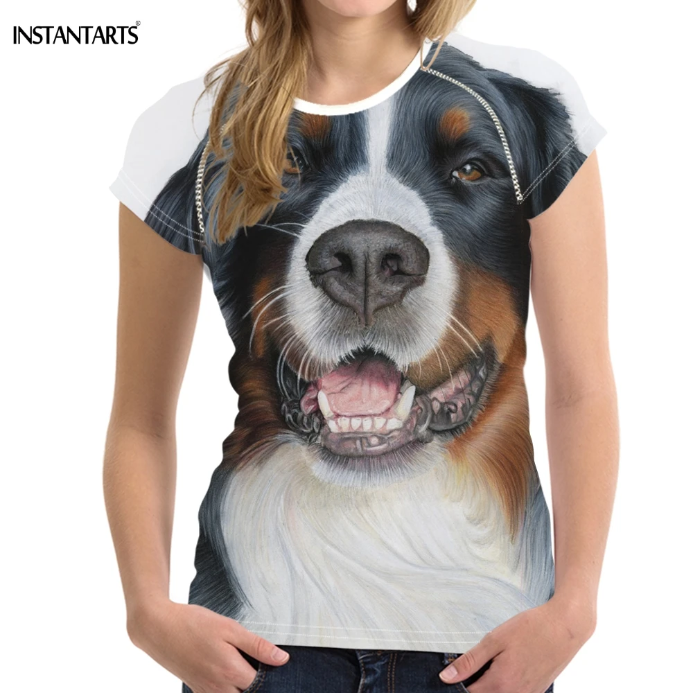 INSTANTARTS/Повседневная футболка для женщин забавная 3D Футболка с принтом Бернской