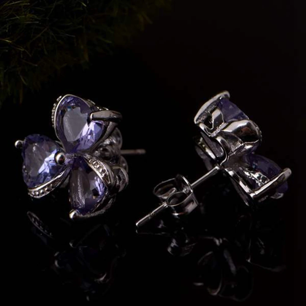 Красивые серьги-пусеты с 3 цветами золотые женские украшения