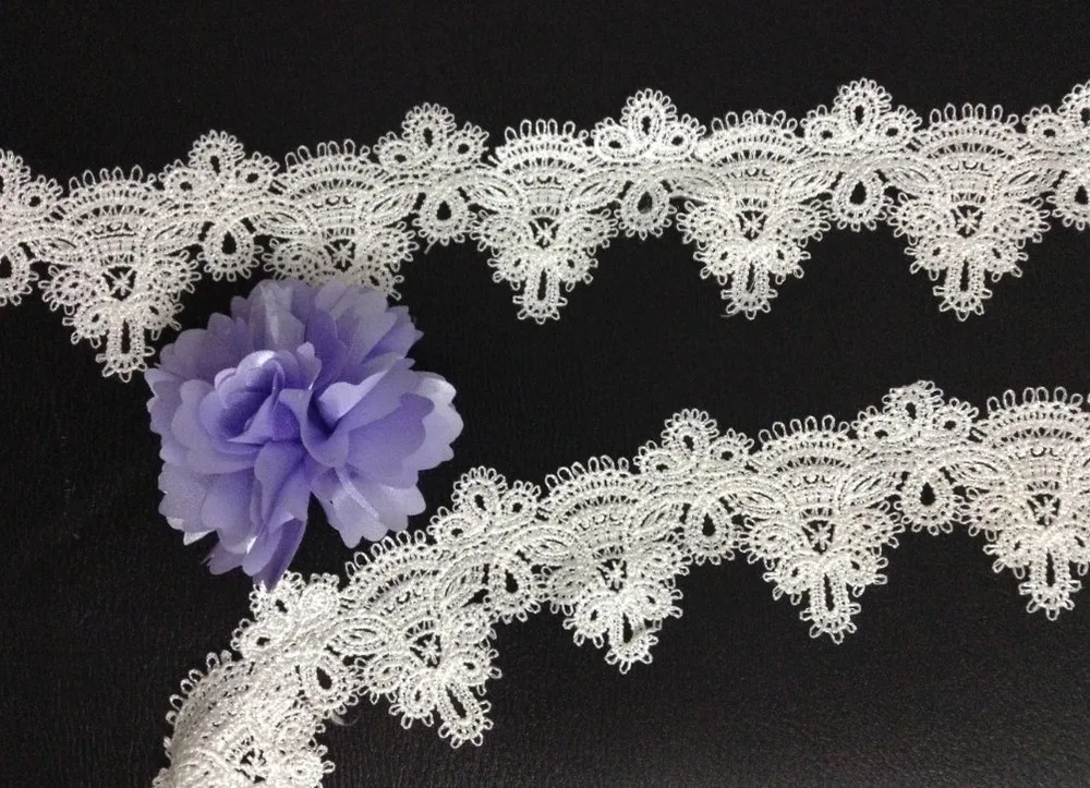 

6cm White delicate water-soluble embroidery lace trimming, DIY decoration accessories, XERY13676