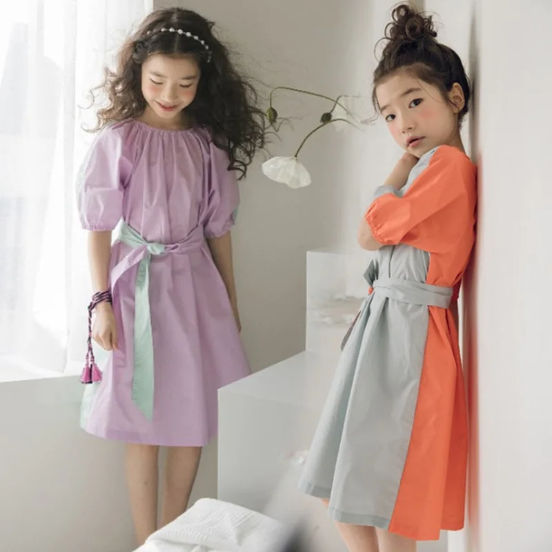 

2019 платье для девочек лоскутное цветное свободное платье принцессы Летняя детская одежда для мамы и дочки платье RT427