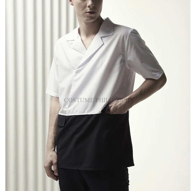 S-5XL 2018 New Men's clothing Bigbang Hair Stylist Original Black white stitching short sleeved lapel Shirt Plus size costumes