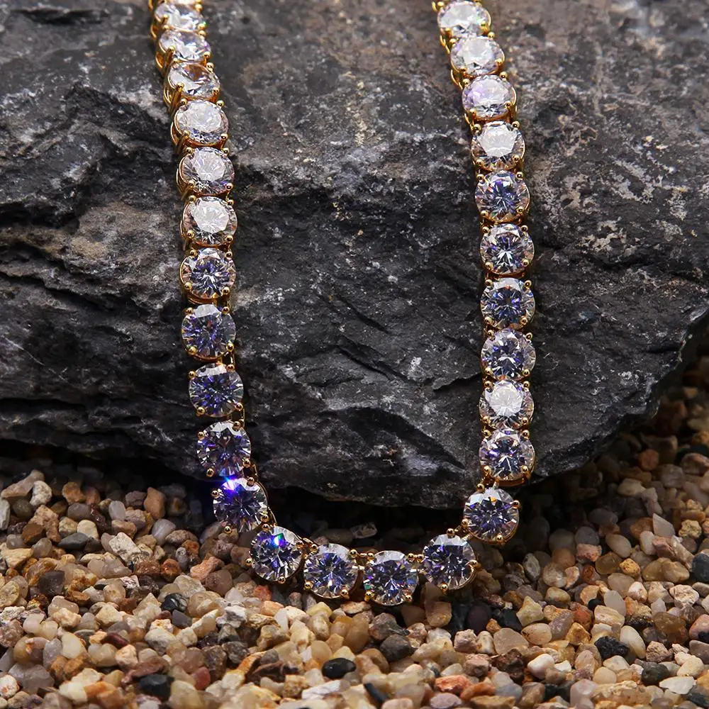 И Круглым фианитом размером 8мм теннис цепи Цепочки и ожерелья Для мужчин в стиле