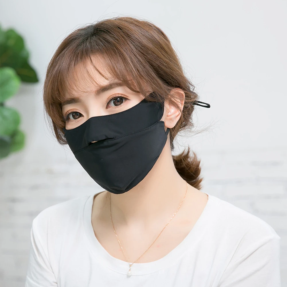 Солнцезащитная маска для рта с открытым носом ветрозащитная однотонная моющаяся