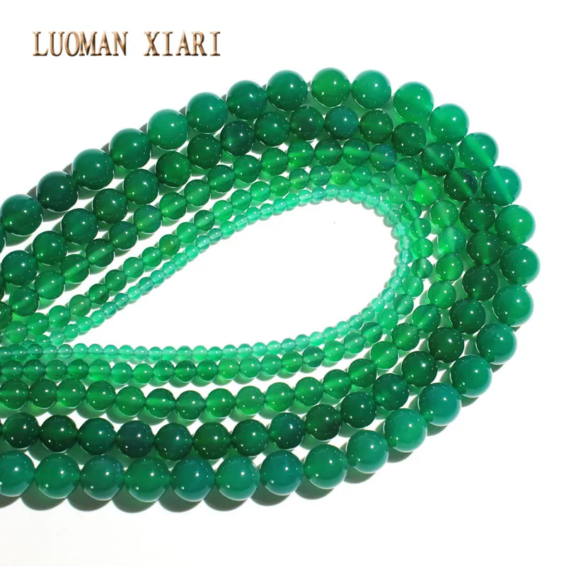 Бусины из драгоценных камней натуральные круглые бусины AAA + зеленого агата