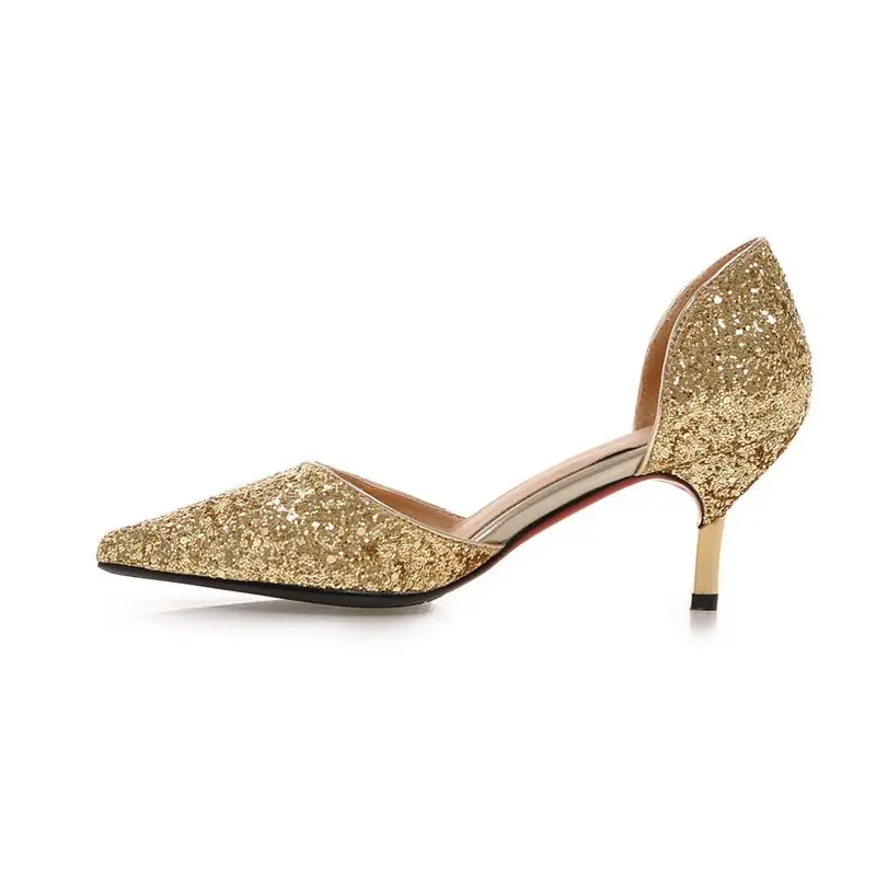 Asumer/блестящие женские туфли лодочки на тонком каблуке с острым носком без