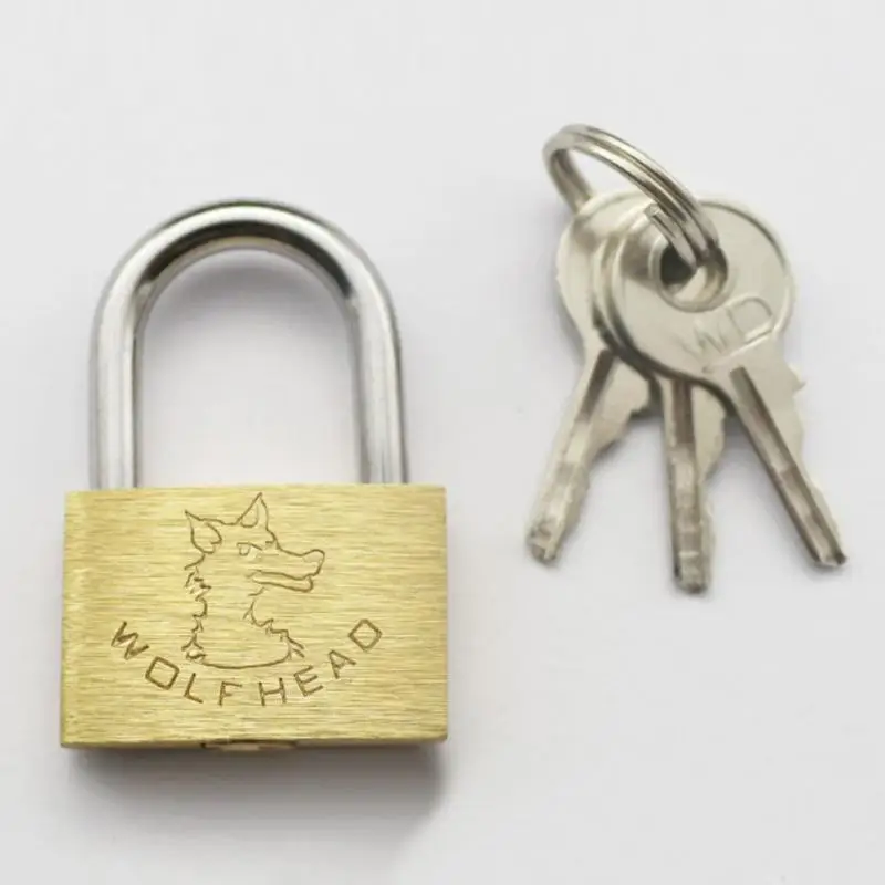 20mm 25mm 30mm 40mm Brass Padlock Wolf Head Travel Luggage Suitcase Gate Lock Copper With 3 Keys | Обустройство дома