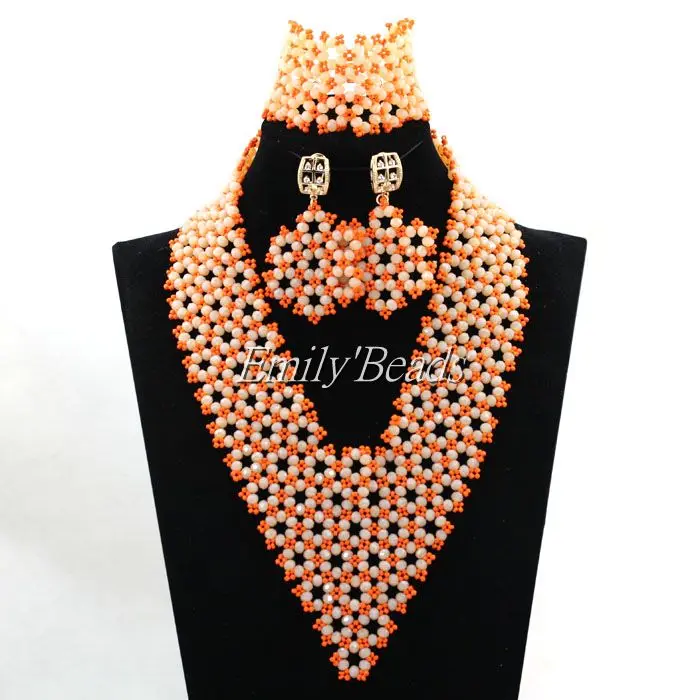 Блестящий нигерийский традиционный свадебный Африканский бисер ювелирный набор