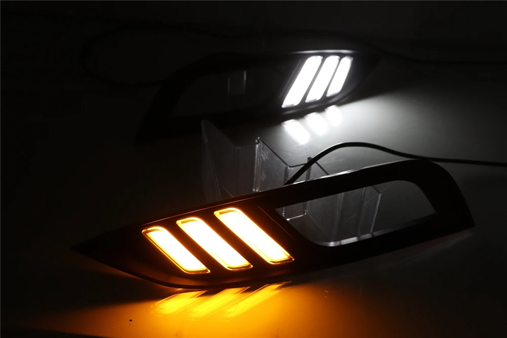 2 шт. светодиодный Габаритные огни DRL Противотуманные фары крышка с желтым