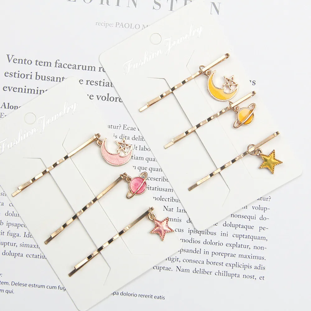 

3Pcs/Set Fashion Sweet Hair Clips for Women Hot Sale Fruit Metal Barrettes Hairpins Starry Sky Headwear Hair Accessories