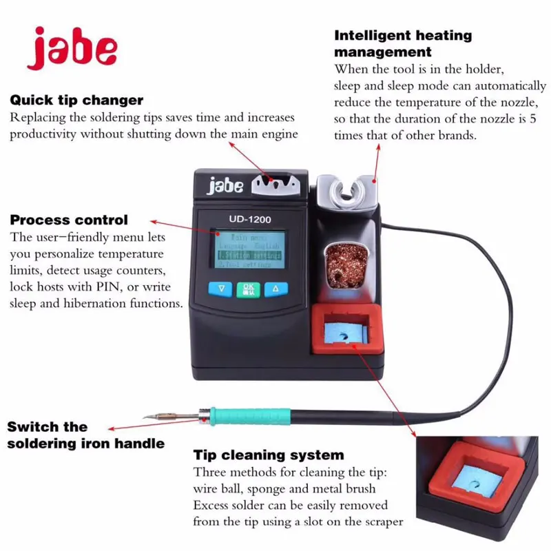Jabe UD 1200 высокоточная умная Бессвинцовая паяльная станция сварочный Утюг 2 5 S