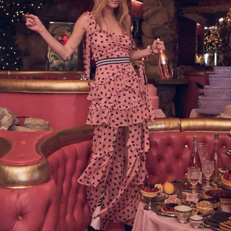 Летнее платье для женщин рюшами vestidos розовые женские платья элегантная одежда
