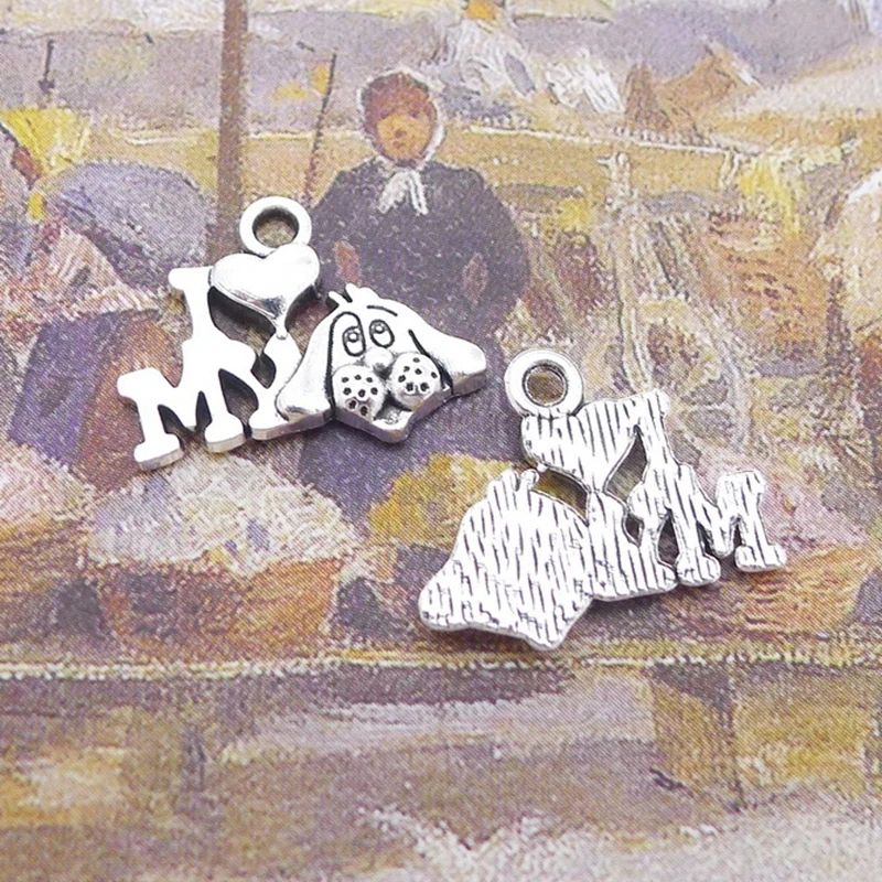 100pcs/lot Alloy Antique Silver Love My Dog Pendent Charms Handcraft Finding Accessory DIY Necklace/Bracelet Keychain 18*13mm | Украшения и