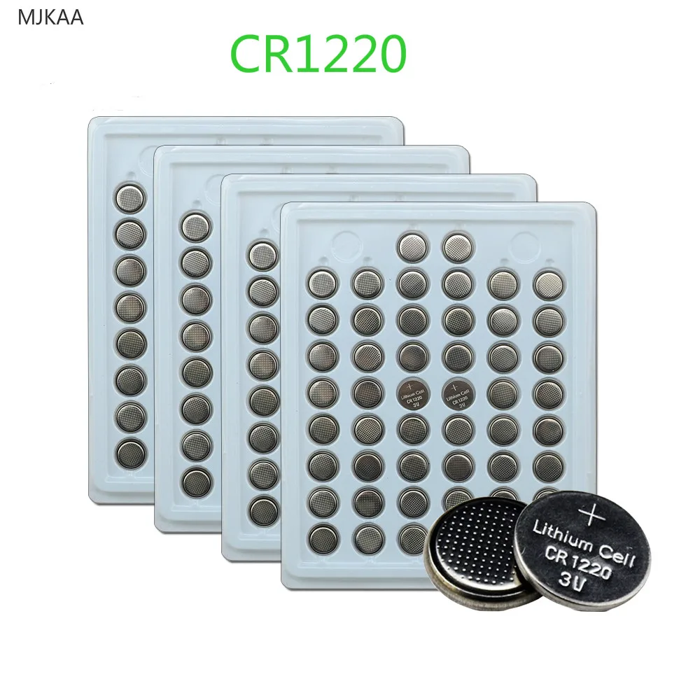 200pc 100% New CR1220 3V Литиевые кнопочные элементы питания автомобильный пульт