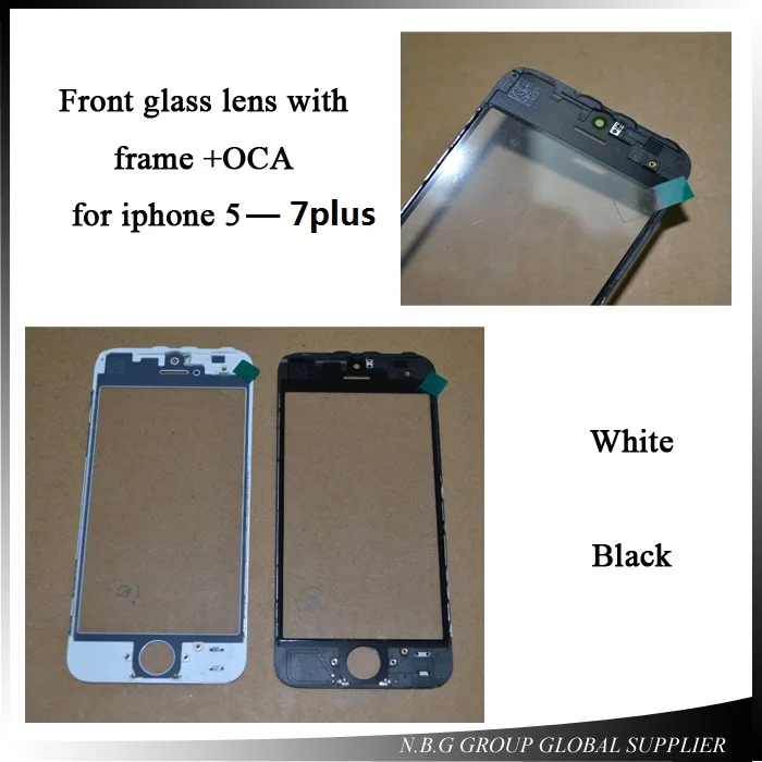 10 шт./лот AAAA 3 в 1 внешнее стекло со средней рамкой + OCA для iPhone 5/5S/5C/6/6 P/6 S/6SP/7/7 P