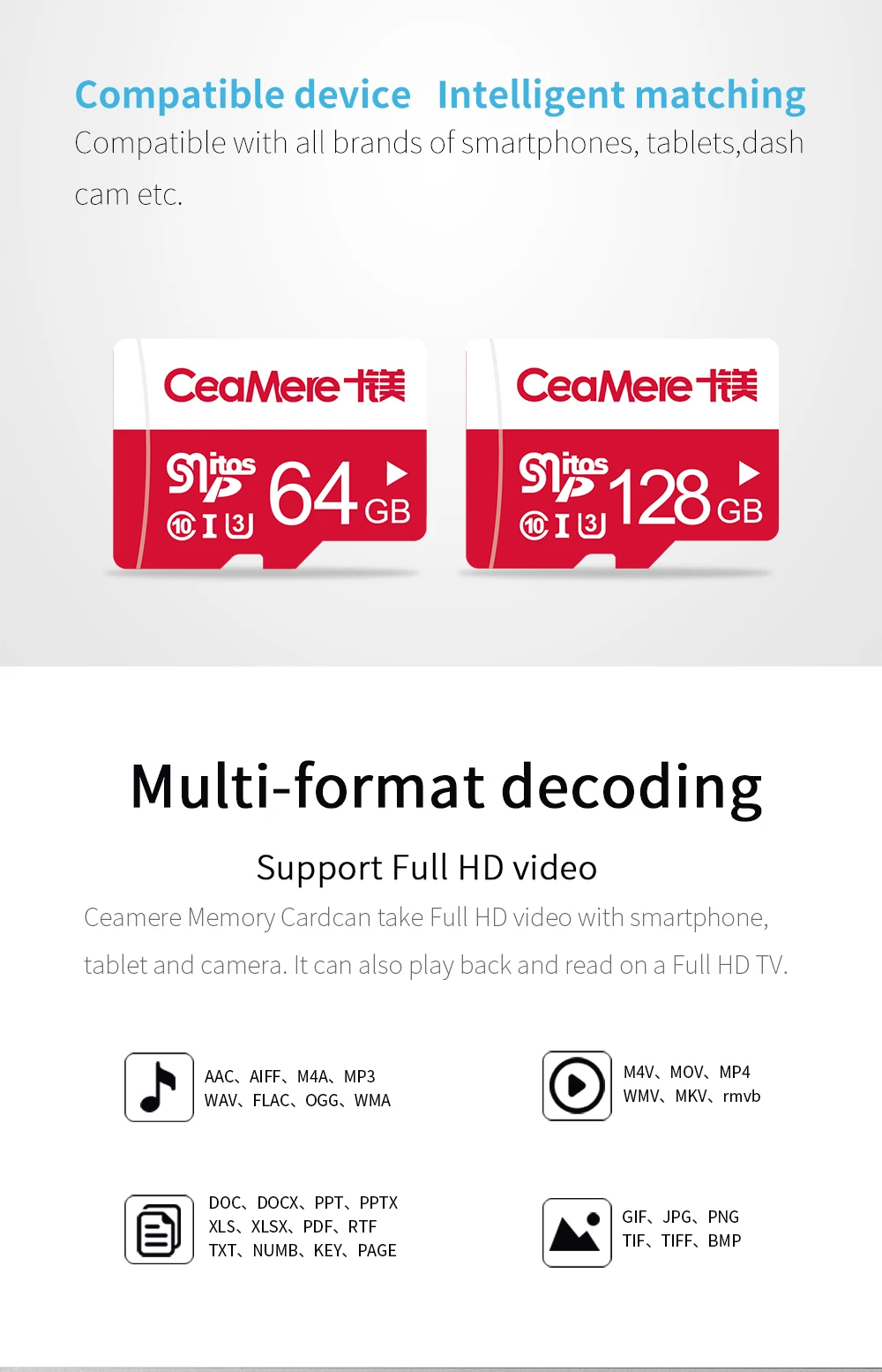 CeaMere карта памяти 256 ГБ 128 Гб 64 Гб U3 UHS-3 32 ГБ Micro sd карта класс 10 UHS-1 флэш-карта памяти Microsd TF/sd карта s для планшета