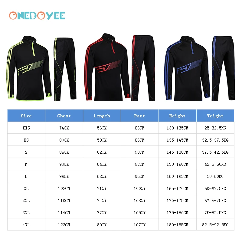 

Onedoyee Soccer Tracksuits Men Kids Football Kits Soccer Jerseys Set Boys Football Training Suit Long Sleeve Running Sportswear