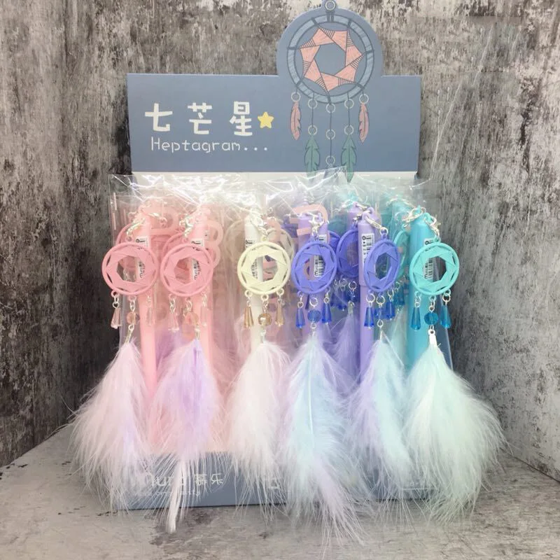 Милые кавайные ручки Ловец снов пушистые нейтральные новинка гелевые с кулоном