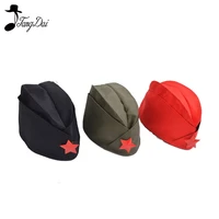russian soviet red army red star military garrison caps girls unique army green uniform hat caps foldable hat tricorne green