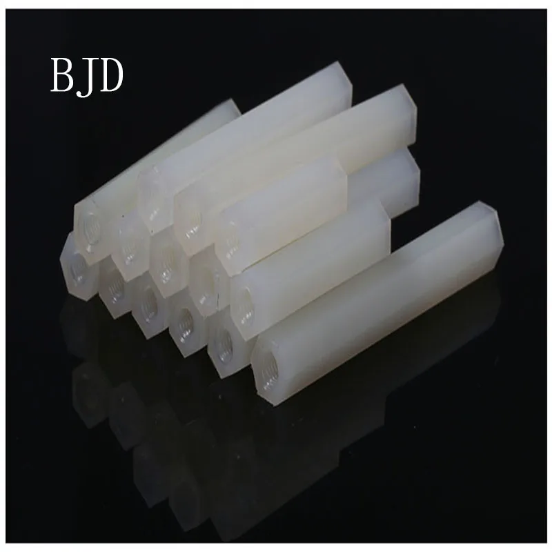 

100Pcs M2.5 2.5mm white hex nylon standoff spacer column flat head double pass nylon plastic spacing screw nylon standoff spacer