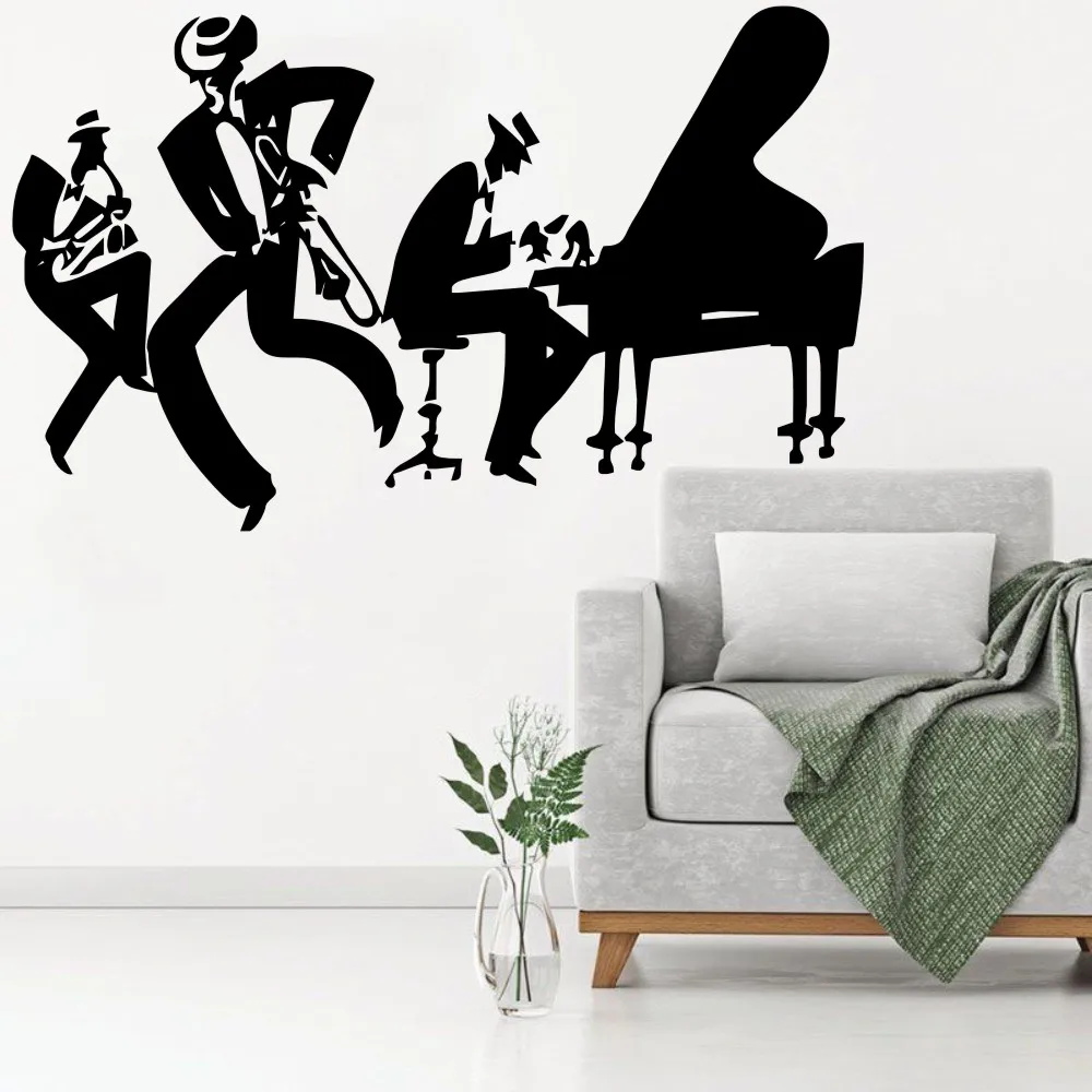 

Saxophone Piano Jazz Cool Wall Sticker Home Music Decor Sax Instrument Tool Band Modern Wall Murals Poster Quality Decal Q-82