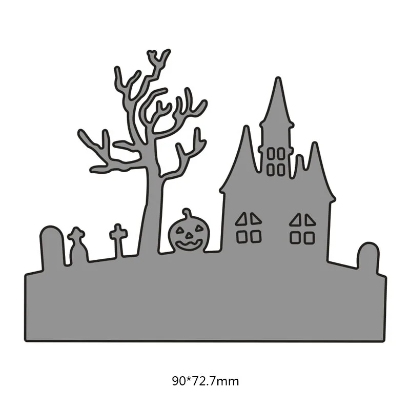 Halloween Castle Carbon steel Cutting Dies Stencil Craft for DIY Creative Scrapbook Cut Stamps Embossing Paper 1pc|Вырубные штампы| |
