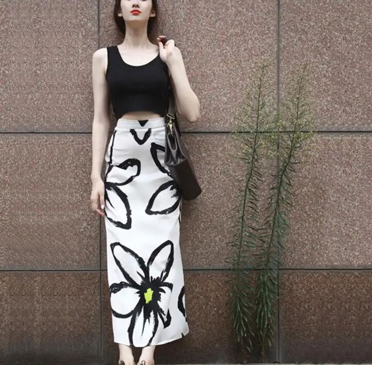New 2 Piece Set Women Sleeveless Black Tank top+Sexy Female Bodycon Party Dresses Sexy Crop Top Ladies 2PCS Vestidos Z20 | Женская