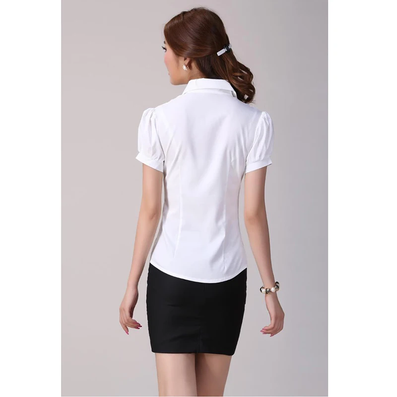 5xl размера плюс женская блузка 2020 плиссированный chemise femme с пышными рукавами белая