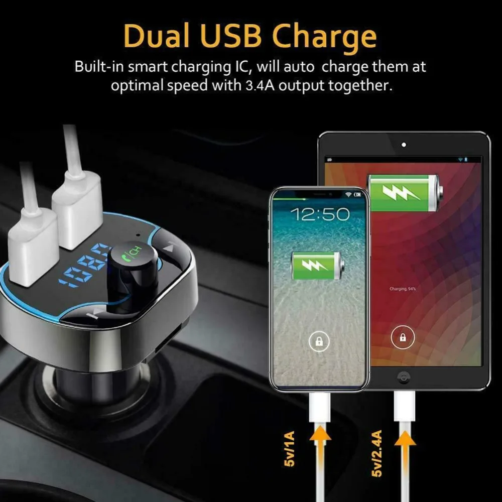 Brand-new Fashionable Convenient One-key Answer Car Cigar Plug FM Transmitter MP3 Player Radio Kit Dual USB Holder | Электроника