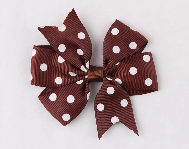 (50pcs/lot)New Design Fabric Flowers Artificial Ribbon Hair Bow Flower Accessories Flatback White Spot For Headbands | Детская одежда и