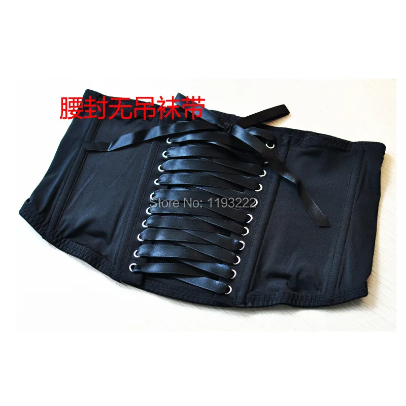 Женский черный бант широкий кружевной корректирующий пояс с резинками для чулок