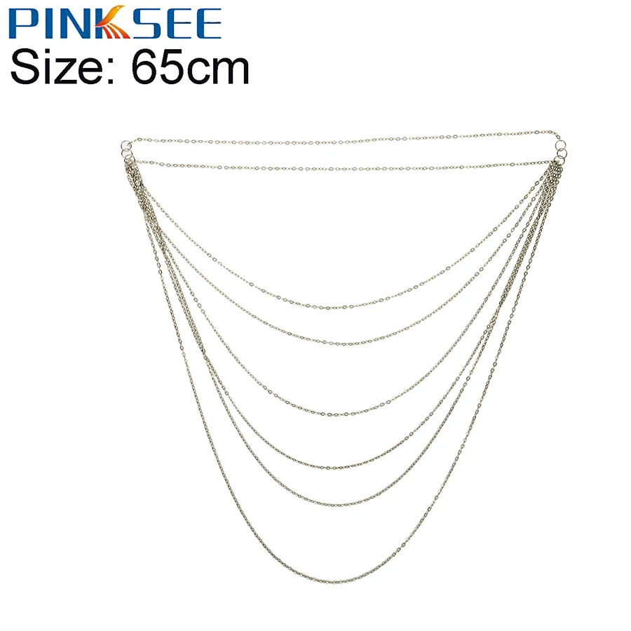 Retro Punk Multilayer Long Chain Necklace for Women Lady Multi Layers Silver Color Tassel Necklaces Sweater Maxi Jewlery | Украшения и