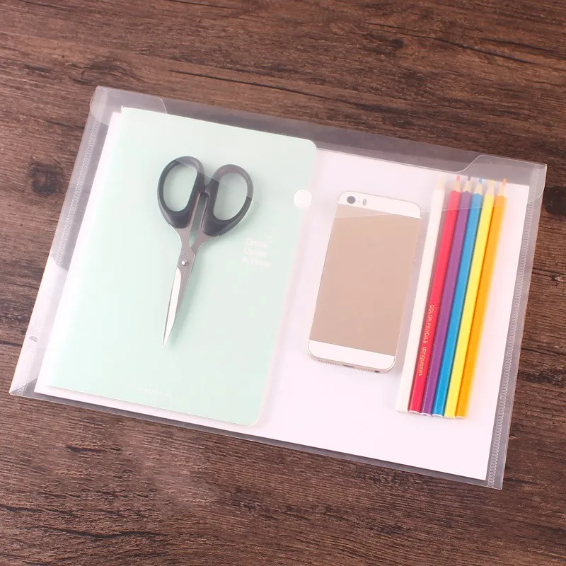 

200PCS/Lot Great Transparent Plastic A4 Folders File Bag Document Hold Bags Folders Filing Paper Storage Office School Supplies