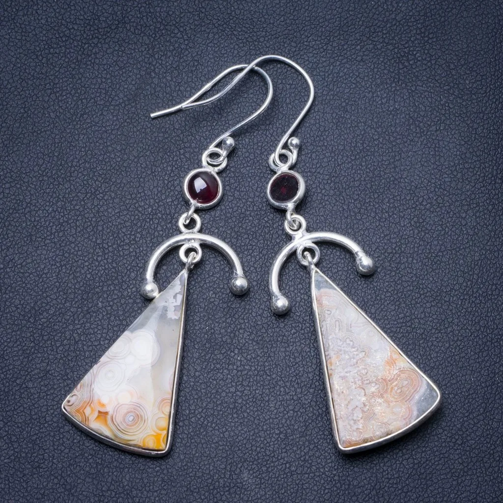 StarGems (tm) натуральный Ocean яшма и Аметист Handmade Уникальные 925 стерлингов Серебряные