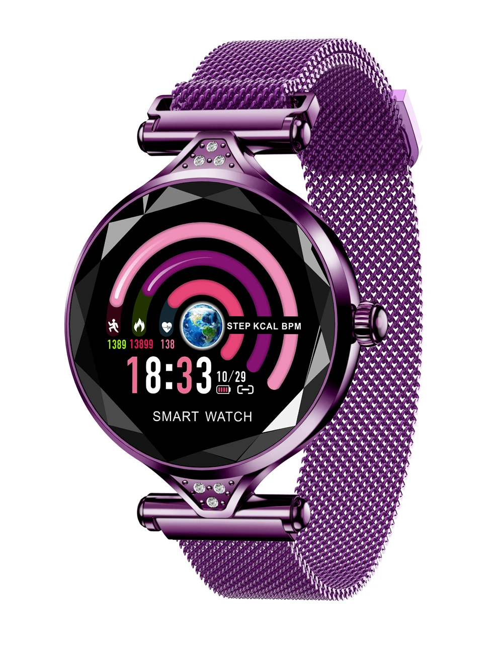 H1 Для женщин модные часы Smart Watch крови Давление монитор сердечного ритма Фитнес трекер Браслет «Умные» часы с букетом на свадьбе; Цвет Экран