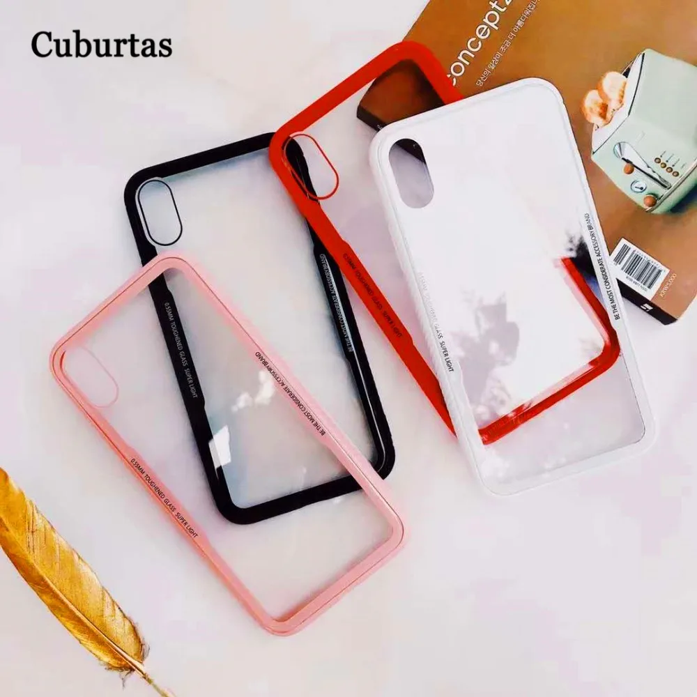 Cuburtas New Case for iPhone X Luxury TPU Soft Edge Tempered Glass Back 8 7 6 6S Plus Fashion Silicone Coque |