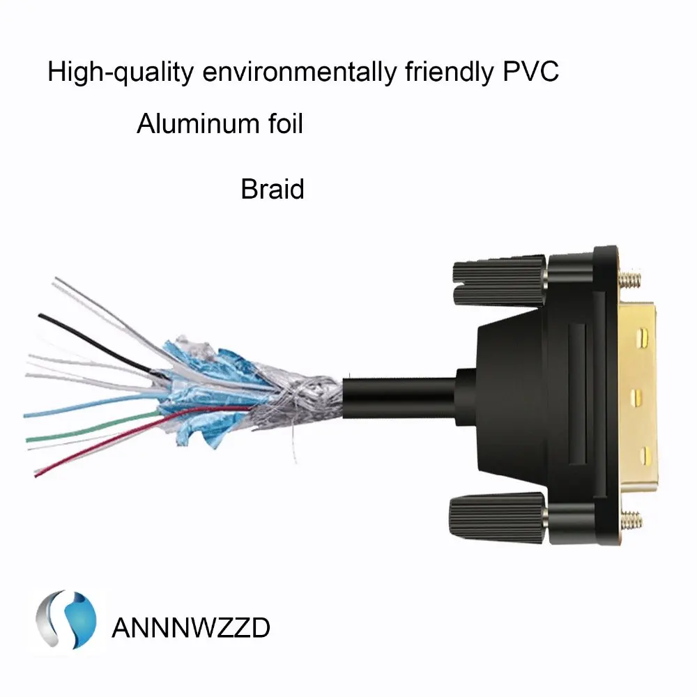 Annwzzd DVI кабель DVI мужской DVI DVI-D 24+ 1 Мужской позолоченный мужской 1 м 2 м 3 м 5 м для ТВ Проектор Монитор Dual Link Cabl