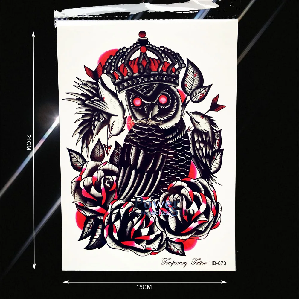 Красная злая да Мужская Сова Съемная Татуировка Мужчины Женщины для боди арта