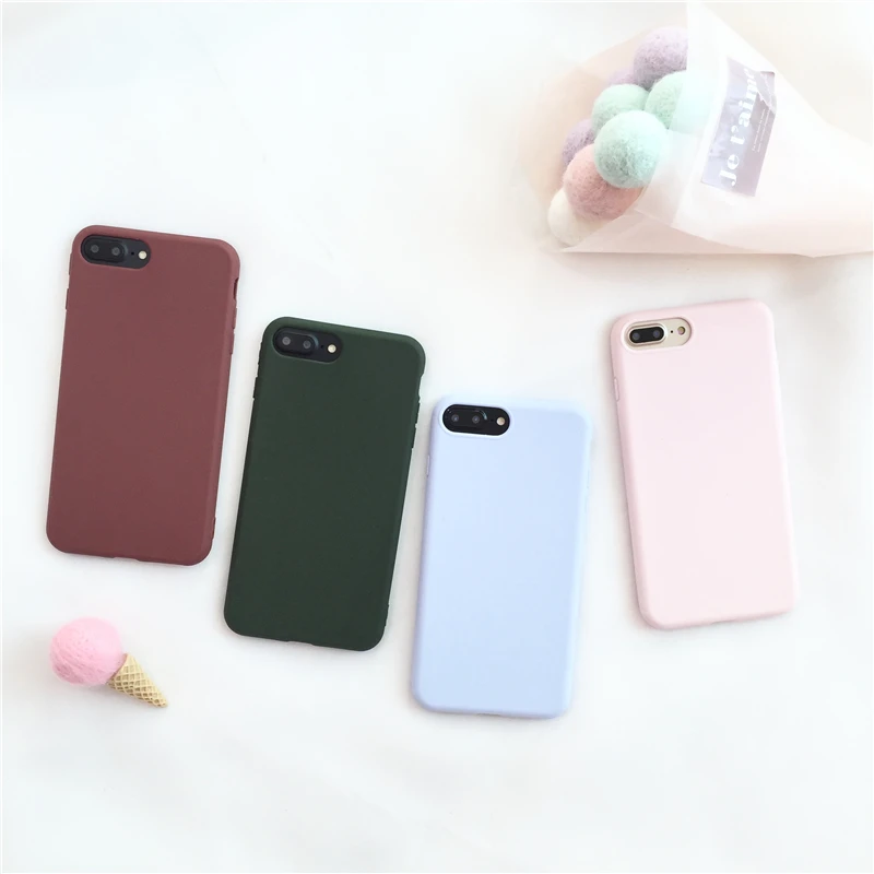 Hot Skin Soft Silicone Case For iPhone XS Max 6 6S Plus Army Green Wine Red Cover 7 8 XR X 8Plus iPhone7 |