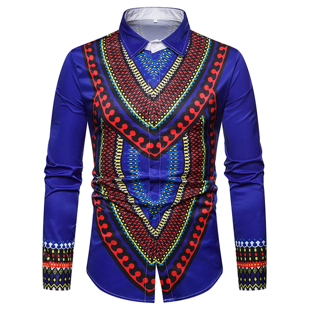 Рубашка Dashiki мужская с длинным рукавом модная Роскошная блузка Африканским